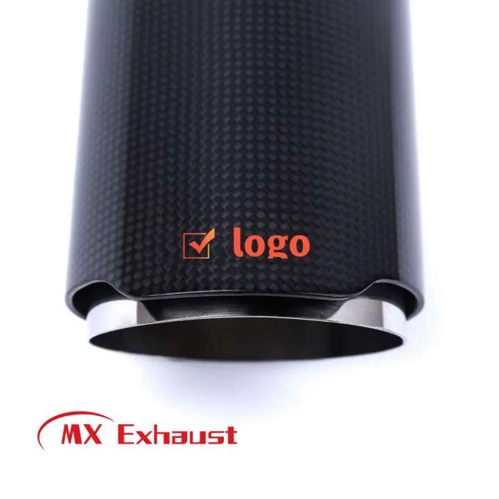 UniversalExhaust Tips Muffler Tip Customized Logo Straight Pipe Glossy Black Carbon Fiber