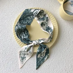 2021 New 26 English Letters Tarot Characters Twill  Bag Narrow Silk Scarf Lady Hair Scarfs