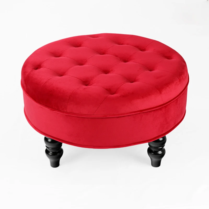 Европейский стиль Красный Съемная крышка современный марокканский круглый пуф для хранения оттоманка бархатный стул