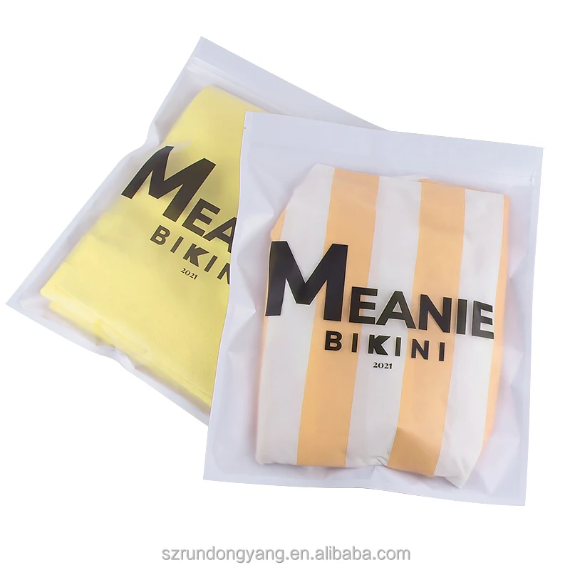 Waterproof durable Customized  clothes Frosted Zip Lock Clothing Packaging Plastic Bags With Logo printing