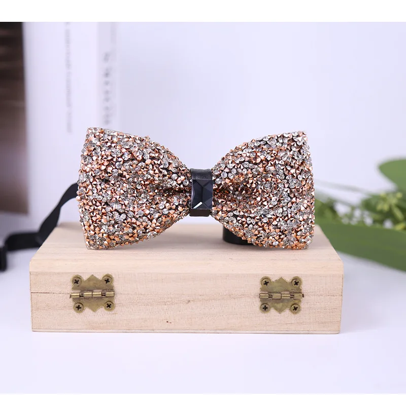 RhinestonBow Tie For Men Shining Crystal Collar Bowtie Luxury Wedding Banquet Party Bling Butterfly Knot Bridegroom Bow Ties