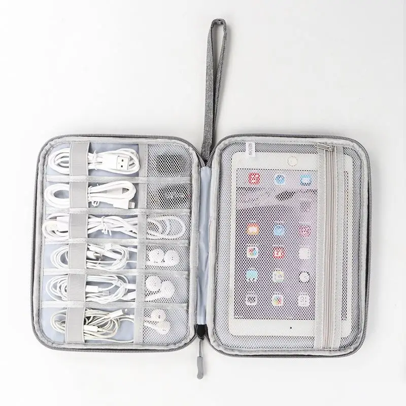 Factory Custom New Flat Digital Multifunctional Data Cable Mobile Power Earphone Storage Bag