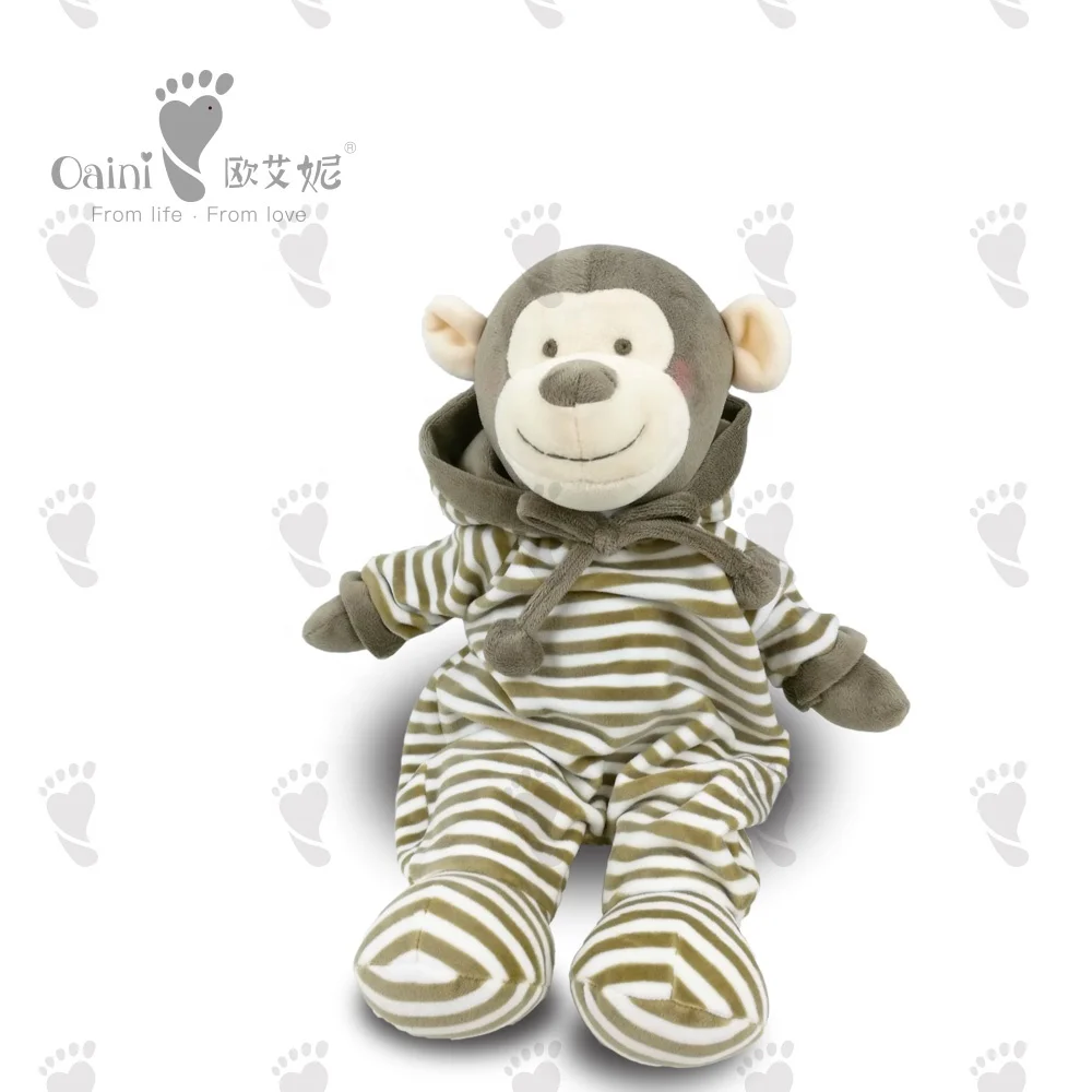 ODM OEM Azo Free Supplier Custom Soft Monkey Dolls Toys Lovely  Plush Striped Animal Toys Cheap Stuffed Monkey Toy
