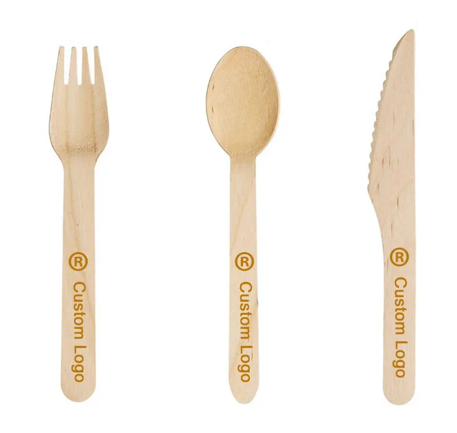 Wholesale Biodegradable Wooden Fork Disposable Birch Wood Utensil Fork Eco-friendly Wooden Cutlery Set Fork