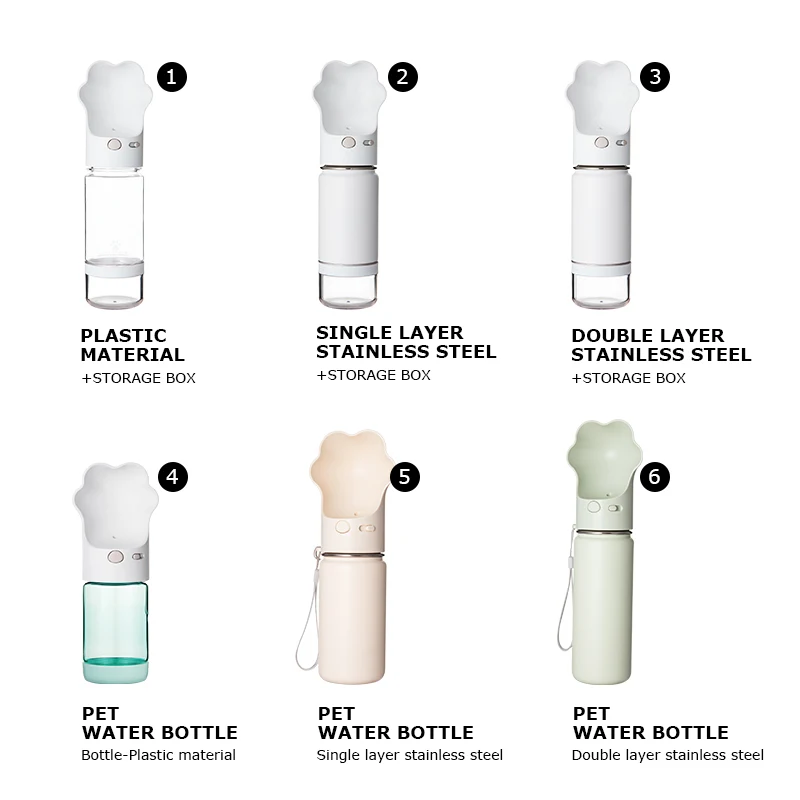 Hot sale 2 in 1 14oz18oz 22oz outdoor travel pet dog stainless steel Leak Proof dog Water Bottle with detachable bowls feeders