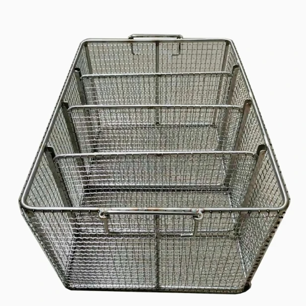 304 Stainless Steel Woven Wire Mesh Storage Basket Square Design Bread Fruit Coffee Bathroom Laundry Metal Cloth Basket