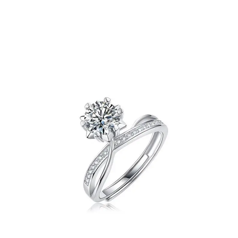 0.5 1 Carat Uk Us 0.1 Ct Diamond Women Buguette 925 Sterling Moissanite Silver Ring