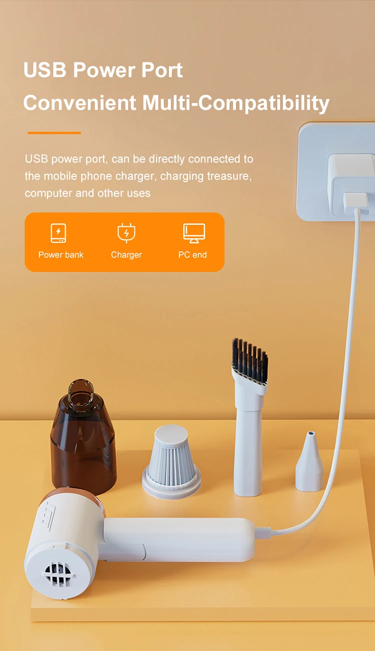 Mini Portable Vacuum Cleaner and Blower 2 in 1 Rechargeable Mini Vacuum Cleaner for Keyboard and Cars