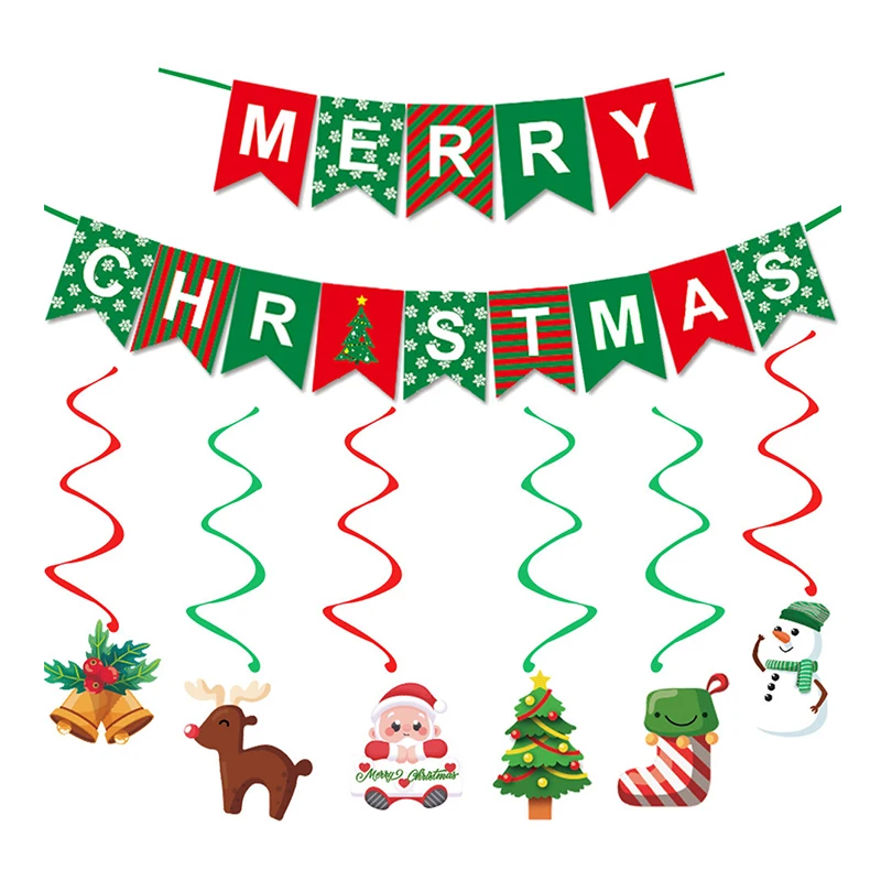 Promotional Cheap Custom Desgin Sublimation Printed Outdoor Indoor Merry Christmas Decoration Advertising Bunting Banner