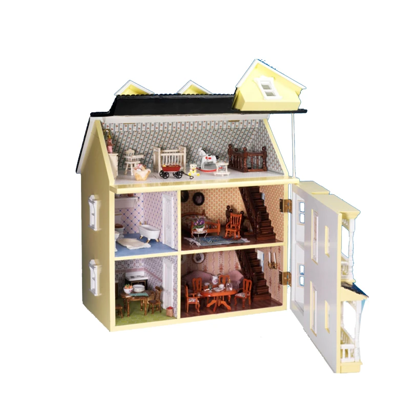Wooden Doll house miniature wholesale miniature kit 112 scale OB11 BJD