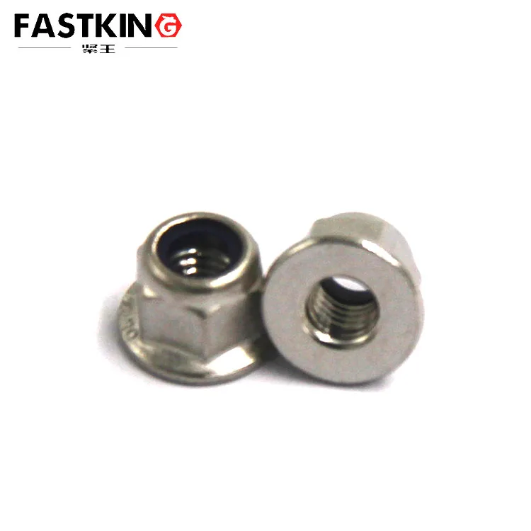 304 ANSI long flange nylock nut stainless steel hex nylon nut 1/4