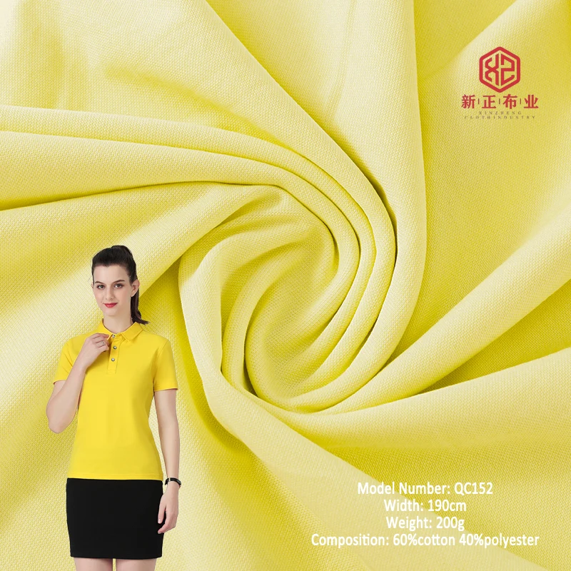 fabric manufacturer 60% cotton 40% polyester knitted pique polyester cotton blend fabric t shirt fabric