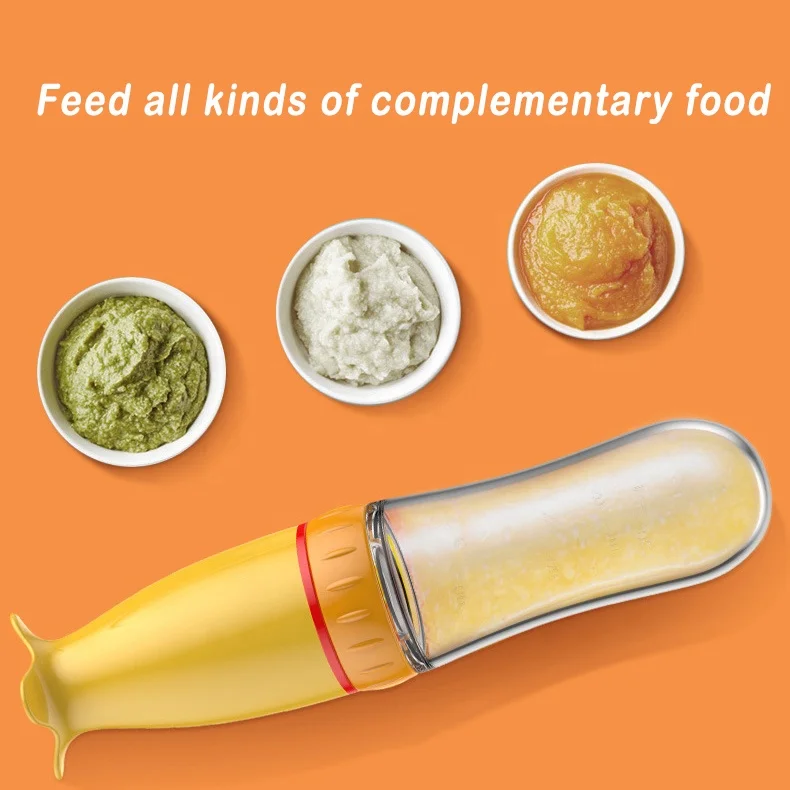 Wholesale 2021New Deasign Baby food feeder Silicone baby bottle with spoon