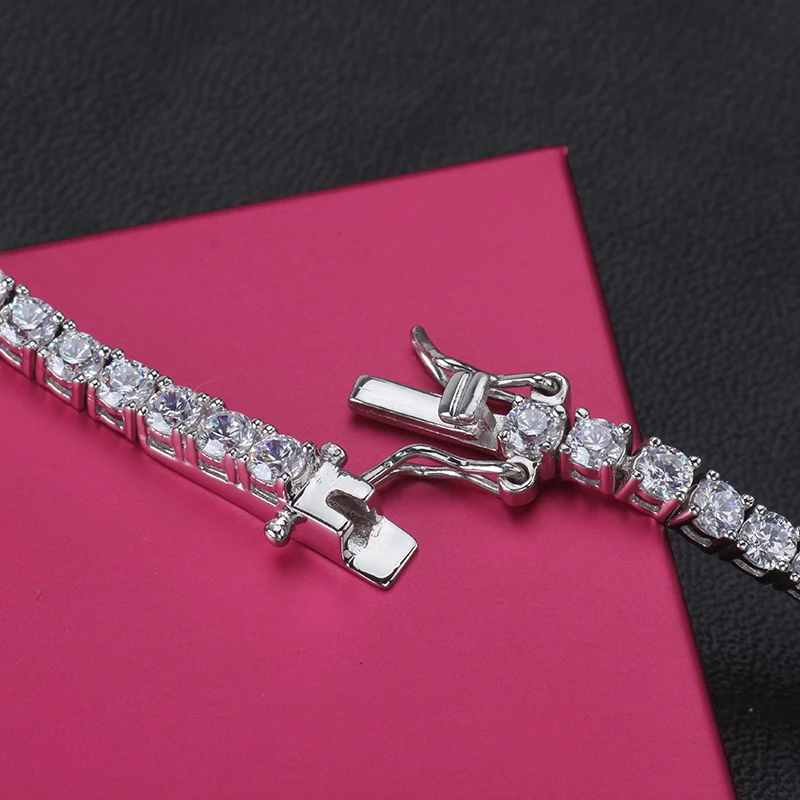 Starsgem 14k white solid gold white color moissanite tennis bracelet for gift