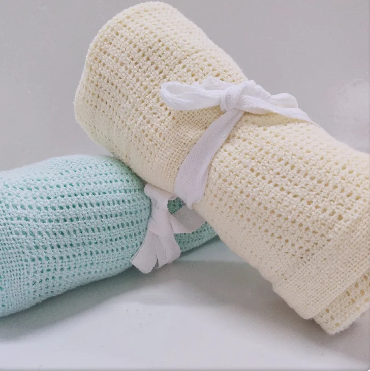 100% Organic Cotton Cellular Blanket  Knit Blanket Baby Blanket