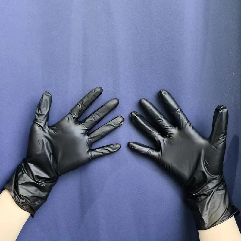 Cheap Black disposable vinyl synthetic nitrile gloves for Pet care