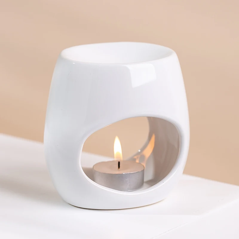 Wholesale Modern New White Aroma Essential Fragrance Aromather Wax Melt Tealight Ceramic Tart Oil Burner Candle Warmer