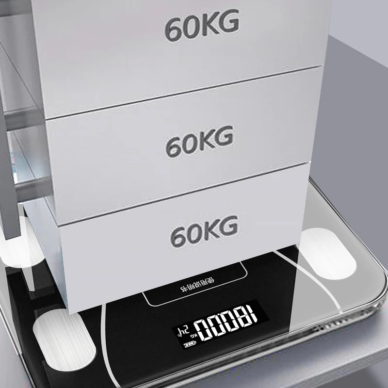 180kg Electronic Weight Digital BT Heart Rate Scale Unique Bluetooth White AAA Body Metal Division Key Power Battery Unit Bone