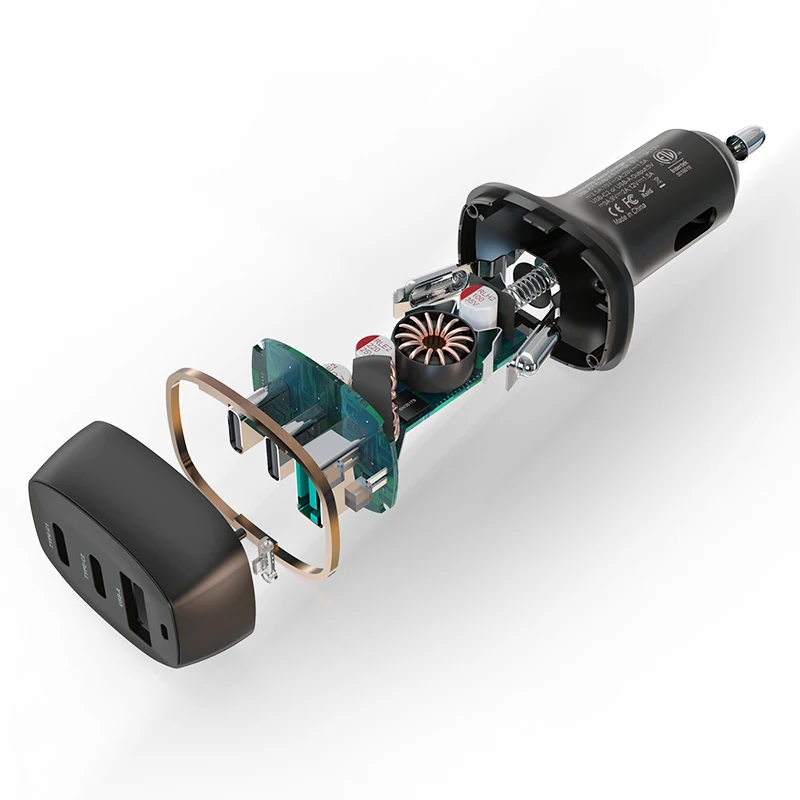  Лидер продаж автомобильное зарядное устройство с 3 портами USB C PD QC4.0 + быстрая зарядка PPS адаптер со