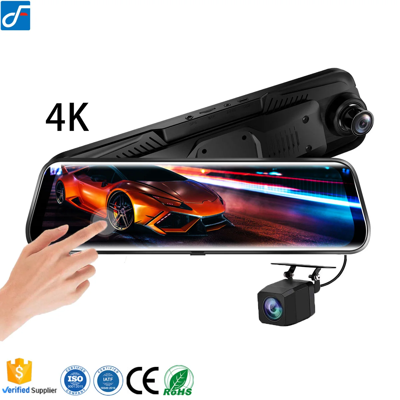 Coligen Rear View Mirror Dash Cam 4K Wifi Ultra HD 2160P 9.66 Inch Touch Screen Dash Camera For Cars 4K Night Vision