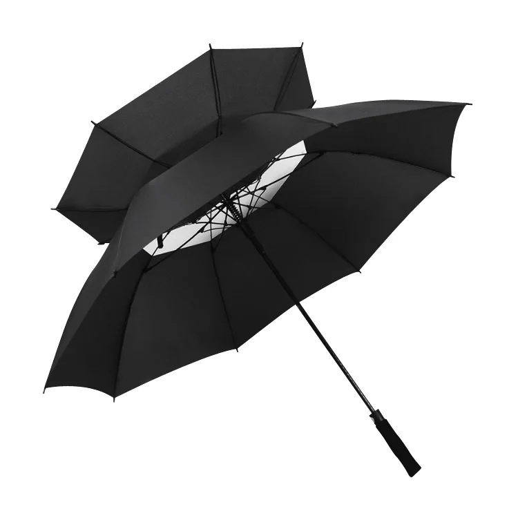 Wholesale Custom Large Wind Resistance Straight Umbrella 30 inch Logo Print double layers umbrella Long Stick Parasol