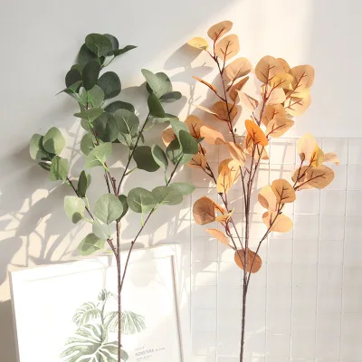New Design Nordic Simulation Eucalyptus Leaves Clear Texture Solid Color Eucalyptus Leaf Home Decoration Plant Wall