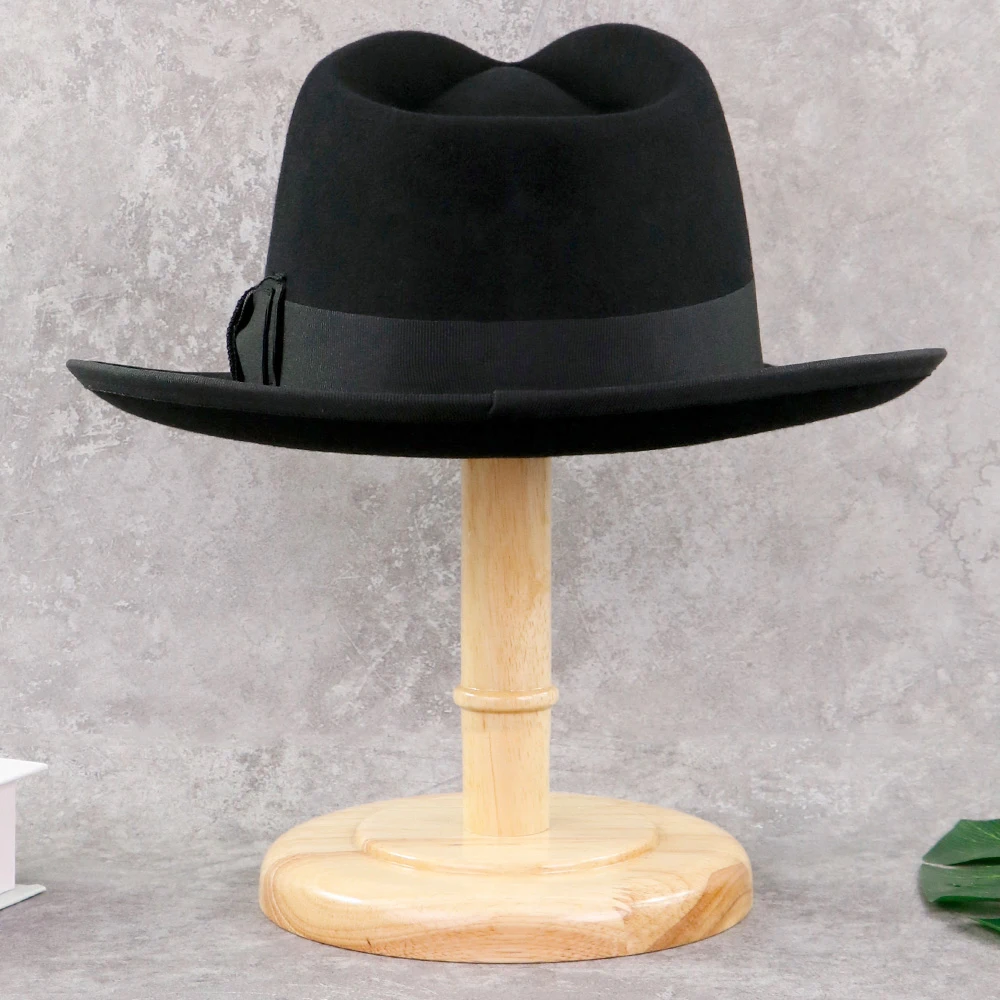 2021 Manufacturer Custom Logo Felt Fedora Women Black Fedora Hats