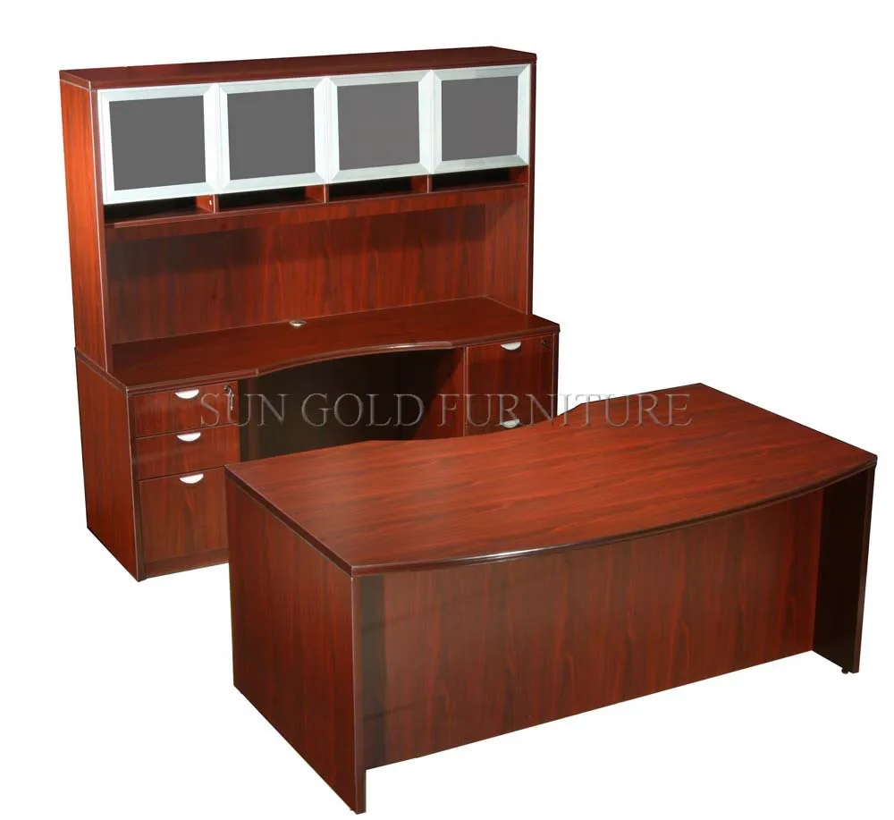 wood Luxury Office Furniture Boss Desk Executive Desk and Chair Set with File Cabinet