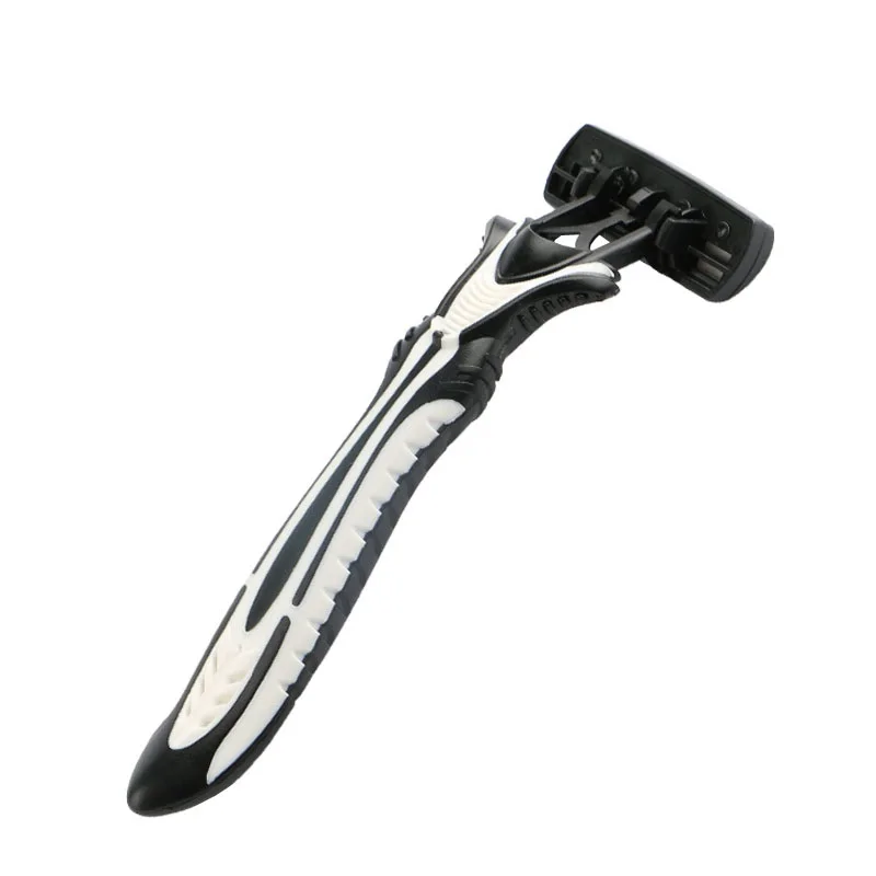 Five Blade Razor Stainless Steel Blade Pivoting Head Type Rubber Grip Handle Disposable Razor For Men