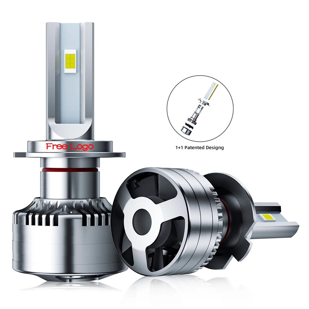 1+1 Patent Design Led Headlight Bulbs H4 H7 H11 Fan 22000Lm 90W 9005 9006 Car LED Headlights Bulb