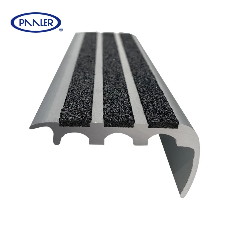 Professional Non-Slip Emery Stair Parts Metal Edging Strip Stair Nose Aluminum Stair Nosing For Step Safety