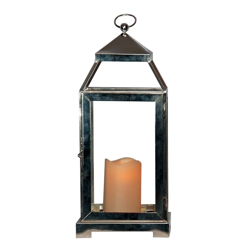 Garden And Home Hanging Decorative Lamp Retro Memorial Metal Frame Led Candle Lantern