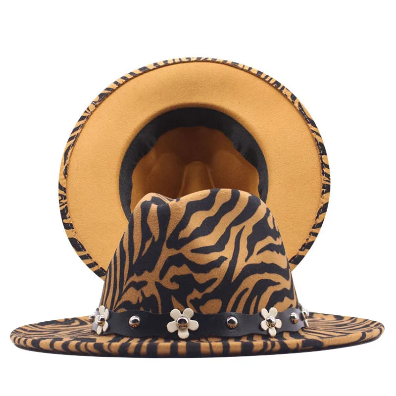 Beige White Wool Jazz Hat Women Men Brim Hats  Ladies Vintage Wool Fedoras Hat