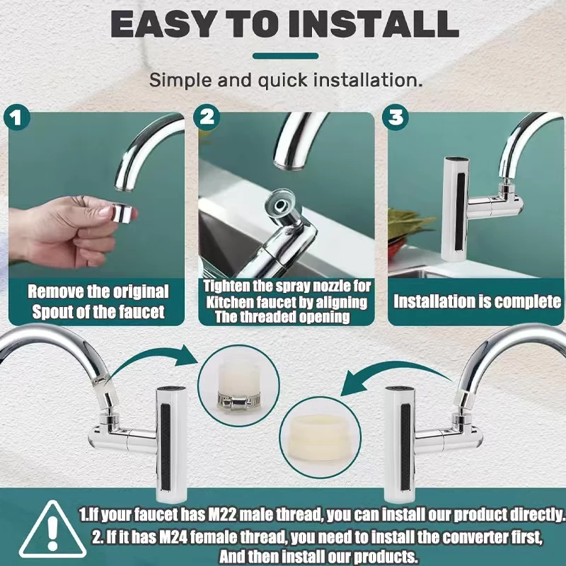 Universal Kitchen Faucet Accessories Splash Guard Water Drop Rotary Foamer Pressurization Extension Nozzle Universal Connector