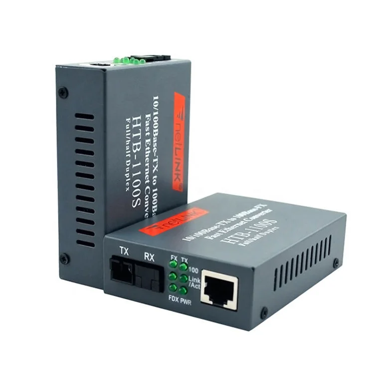 100M Single Mode Single Fiber Optic Transmitter SC Connector Adaptive Network Rj45 Media Convertor Transceiver
