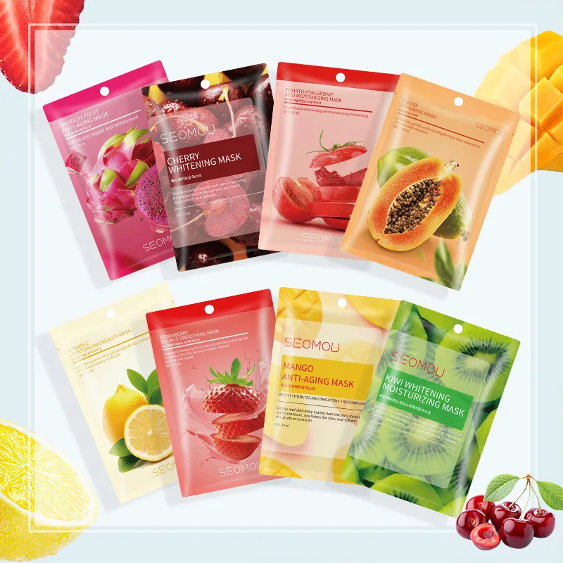 Wholesale Korean Skin Care Natural Organic Collagen Fruit Facial Mask Moisturizing Whitening Beauty Facial Sheet Mask