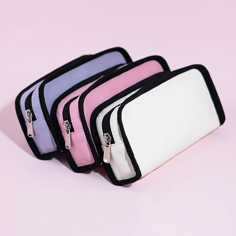 New Simple Color Canvas Multi-functional Storage bag wholesale Custom Student School Supplies Stationery Pencil Case