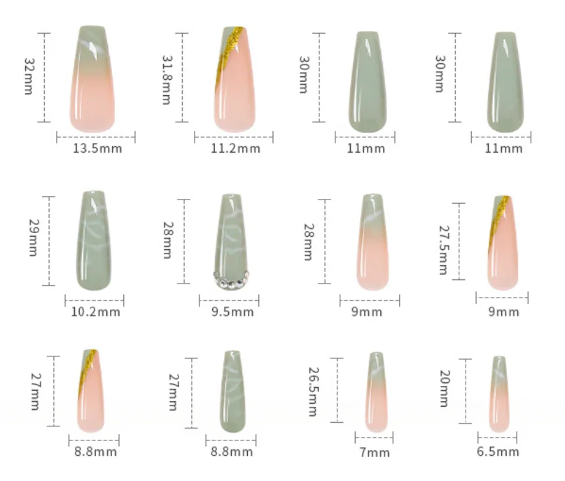 YANYE Rhinestone Paste Diamond Matcha Ballet Detachable Wearable Nail Art Accessories Press On False Nails