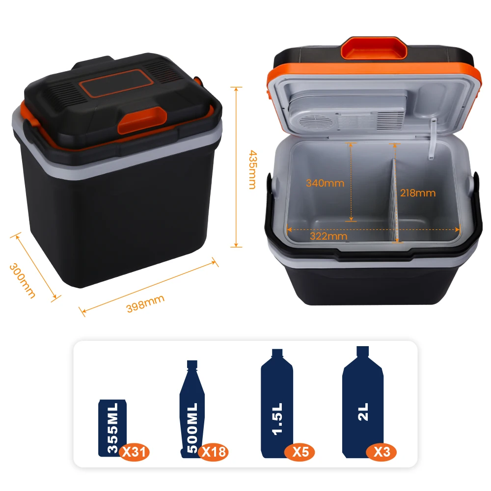 24 Liter Portable Cooler And Warmer Thermoelectric Car Fridges Semiconductor Suitable For Quiet Camping Trips In Motorhomes