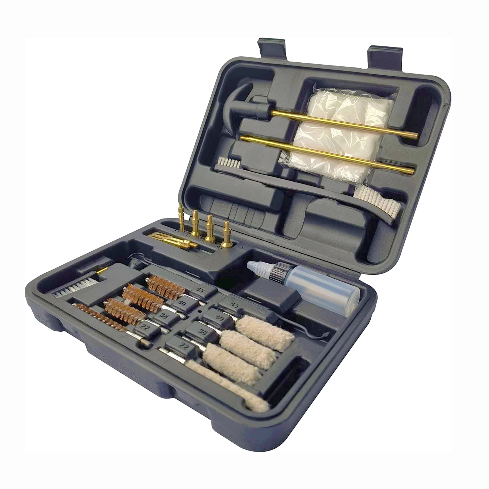 9mm .38 .22 .40 .45 Caliber Universal Outdoor Chamber Brushes Gun Cleaning Kit with Bronze Bore Brush Oil Bottle
