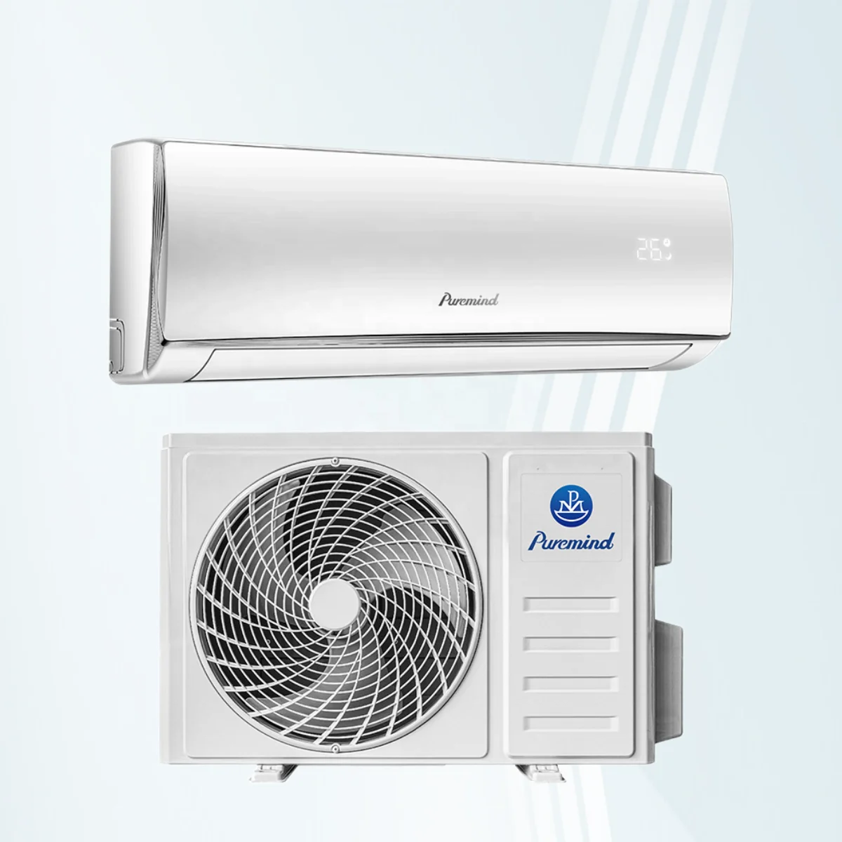 Puremind Universal Wall Mounted Split Air Conditioner 9000-24000BTU Cooling Heating Mini Split Air Conditioning for Home