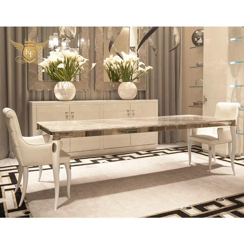 Manufacturer Wholesale Modern Light Luxury Long Marble Dining Table