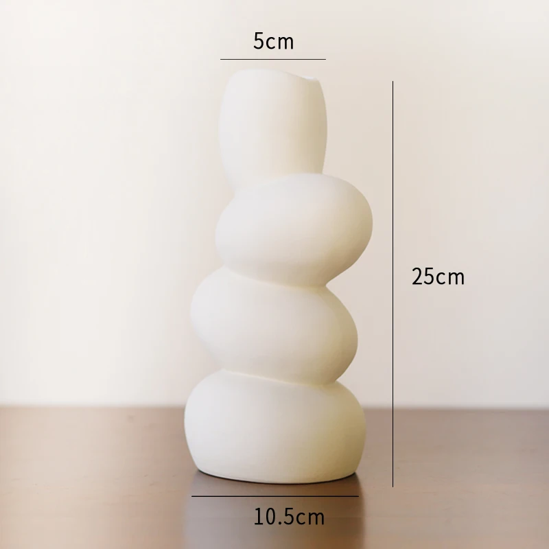 Creative Irregular Shape Non Waterproof Modern Nordic White Ceramic Flower Vase for Home Decor Living Room