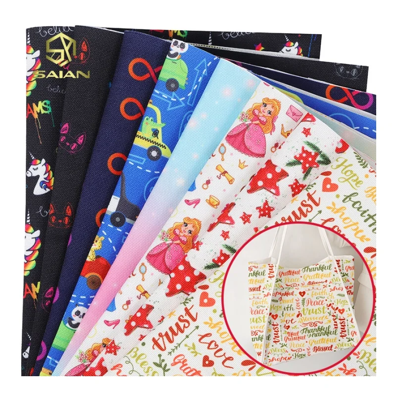 Custom 12OZ High Quality Digital Printing Waterproof Canvas 100% Polyester Oxford Fabric For Bags Canvas Bags Luggage