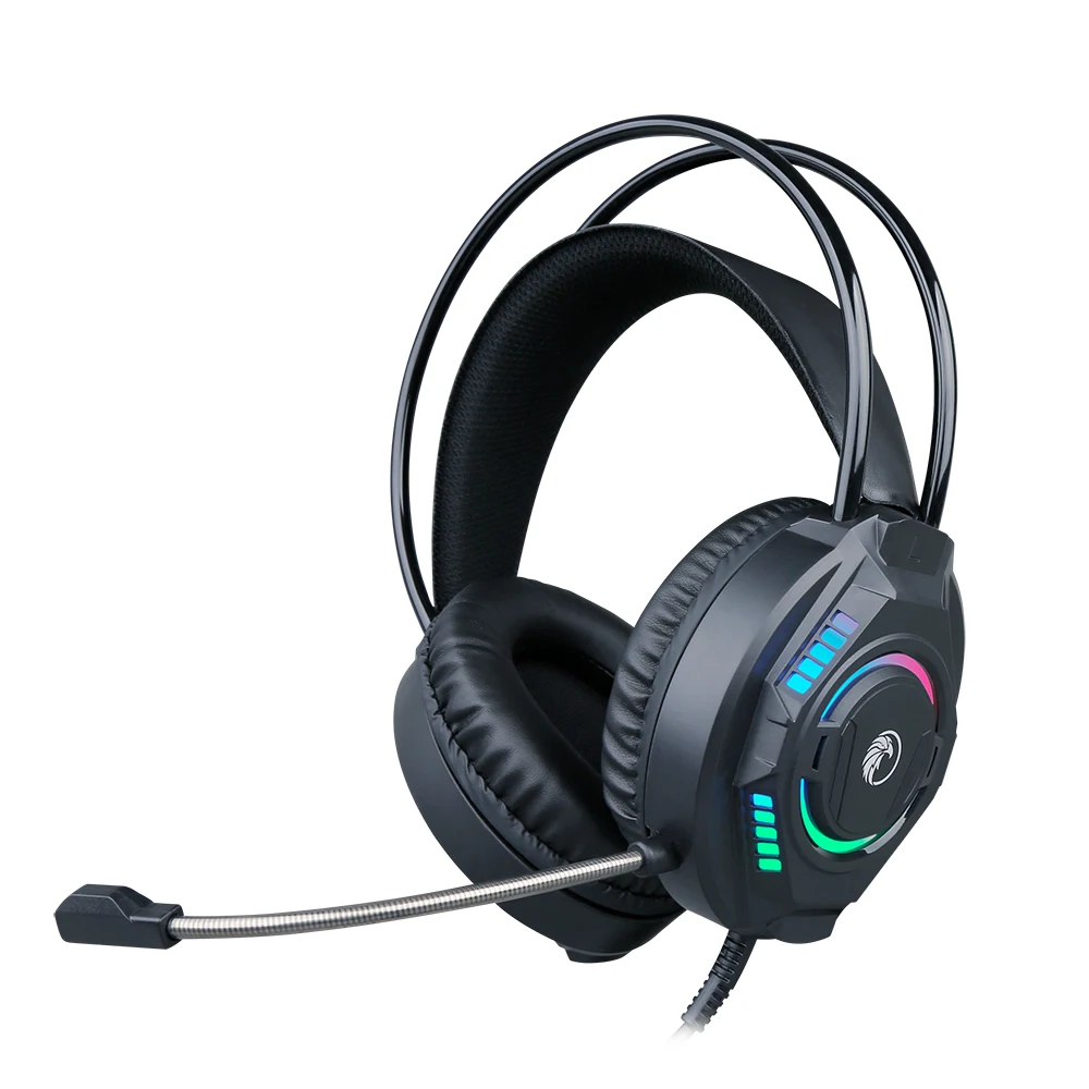 Retractable Noise Cancellation Wired Gaming Earphones Headsets Microphone With Lights For PC