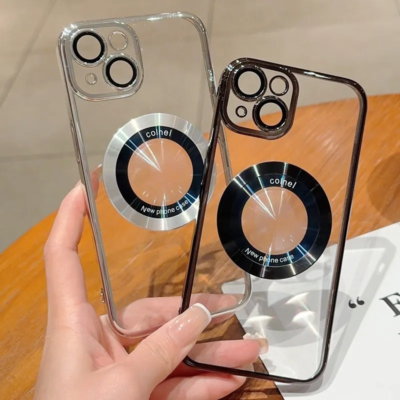 Luxury Phone Case For iPhone 14 Pro Max 12 16 11 13 Pro 15 Plus Acrylic PC Platingf Hard Cover with camera protector Anti-yellow