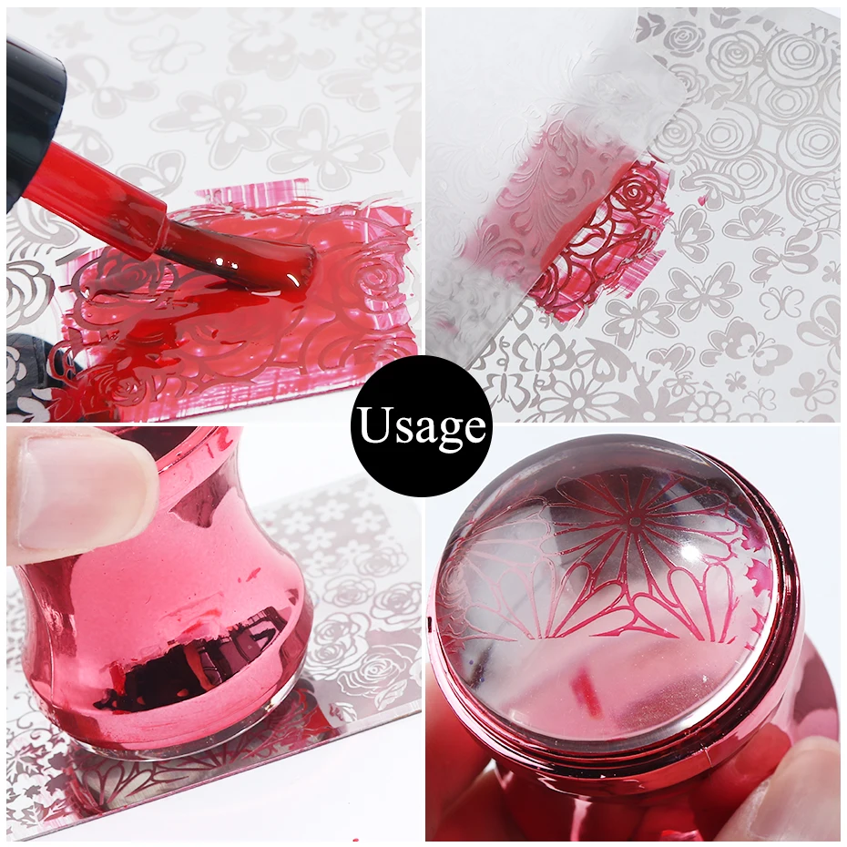 Newest 3.8cm Metallic Mirror Nail Art Plastic Stamper Clear Jelly Silicone Plate Scraper Polish Stamping Plate Tools