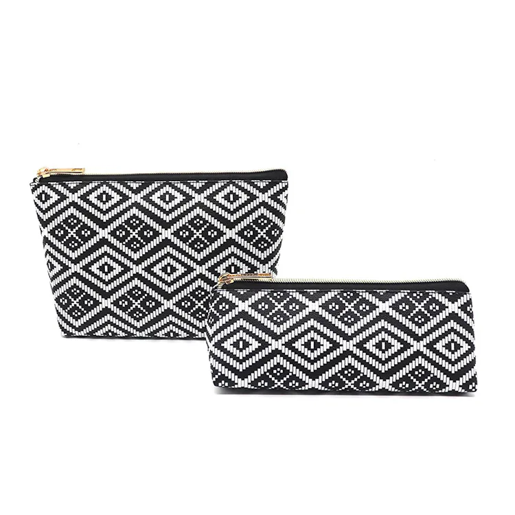 Hot sales Women Western Style Color Woven Cosmetic Bags Travel Makeup