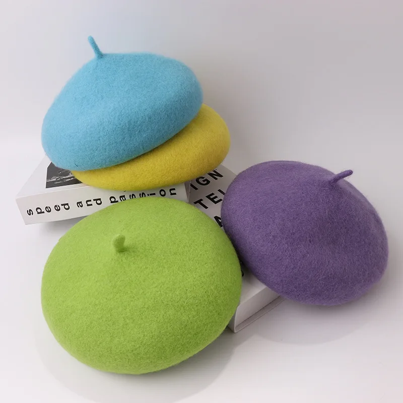 Wholesale high quality unisex winter fall children girls wool toddler beret hats for kids