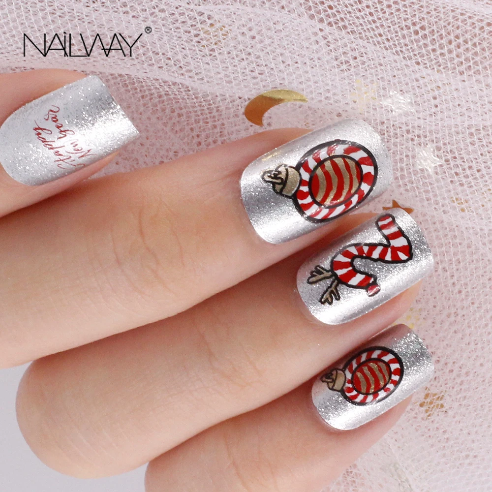 Christmas Press On Nails Wholesale Metallic Acrylic Nails Uas Postizas Medium Length Square Artificial Nails For New Year